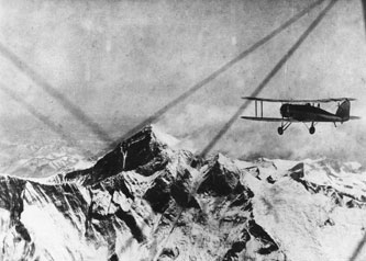 A Westland Wallace flies over Mount Everest, as part of the Houston-Mount Everest Flight Expedition