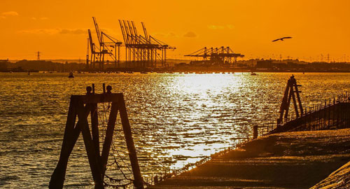 Southampton docks at sunset