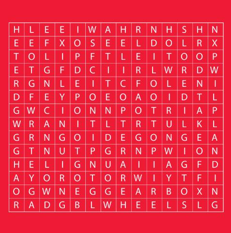 Engineering and aerospace-themed word search
