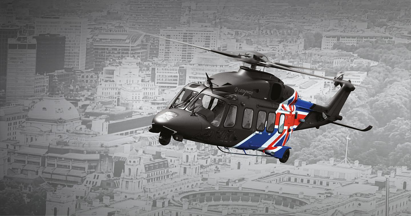 AW149 helicopter with Union Flag livery