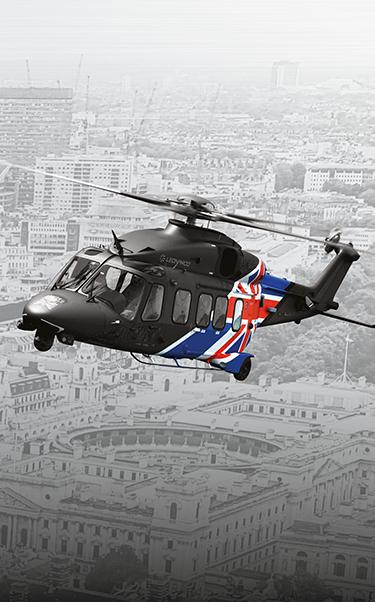 AW149 helicopter with Union Flag livery
