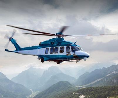 AW189 in flight over mountains