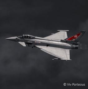 RAF Typhoon Display Team aircraft with RAF100 markings flying © Viv Porteous