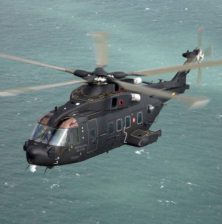 AW101 flying over sea