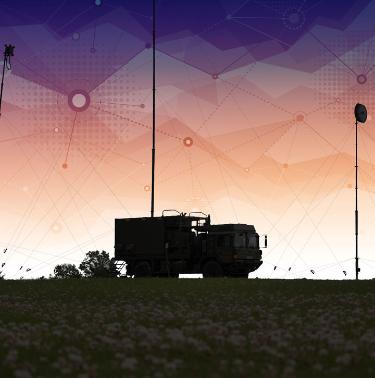 Silhouetted vehicle system with data streams graphic icons superimposed on top