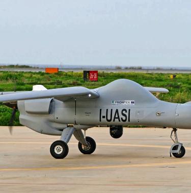 Falco Evo Frontex unmanned ariel system on runway