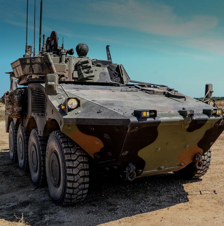 armoured vehicle in the desert