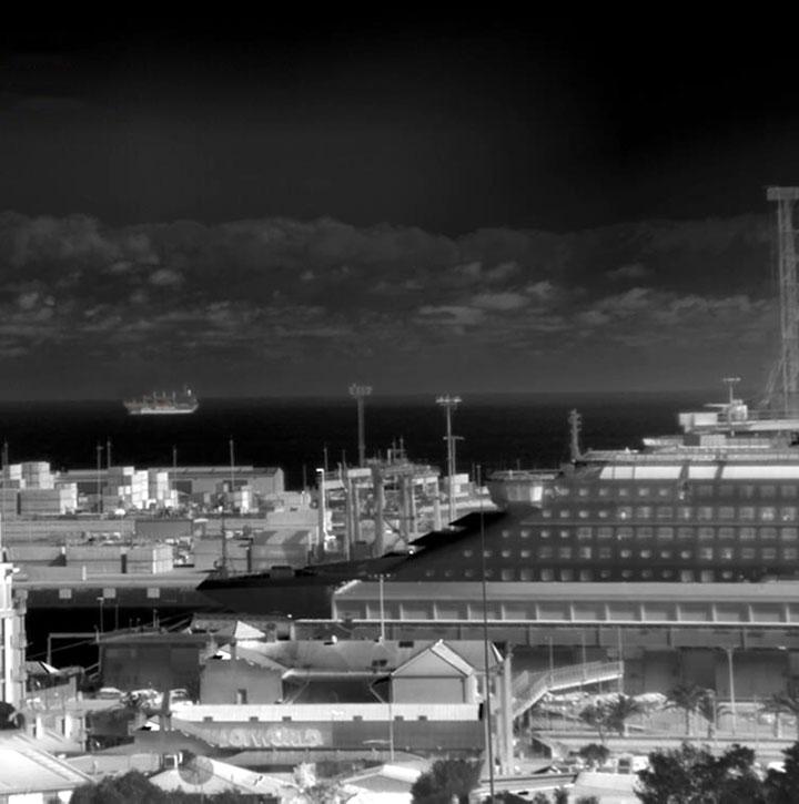 Thermal image looking over busy port
